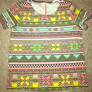 Colorful tribal Aztec top